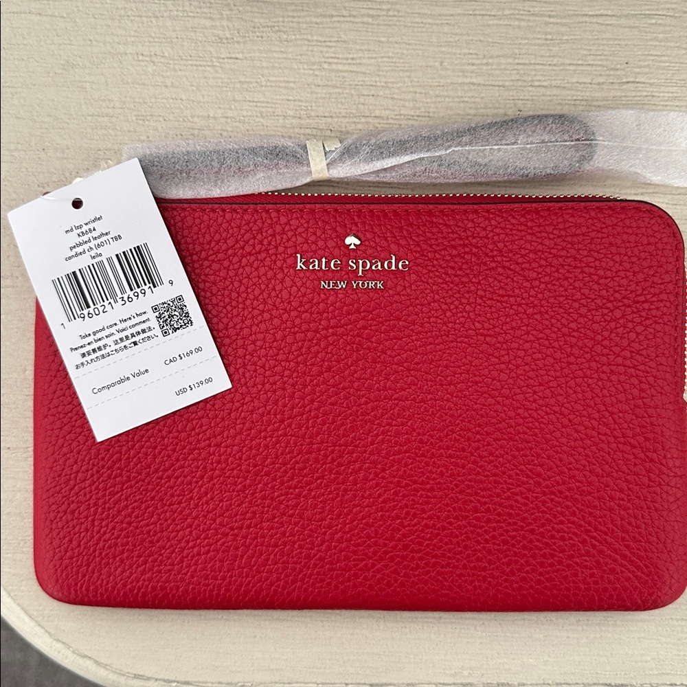 Kate Spade Cherry Red Leather Wristlet